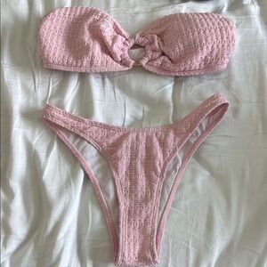 Pink Textured Bikini Set